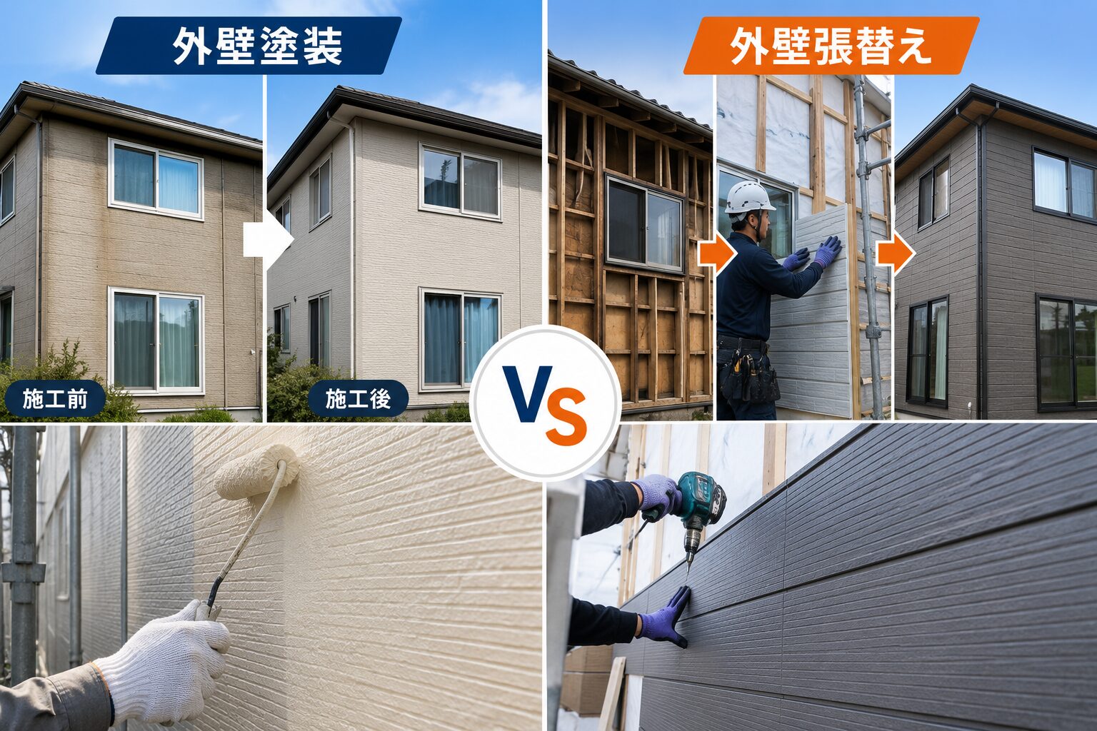 外壁塗装と外壁張替えの違いの解説